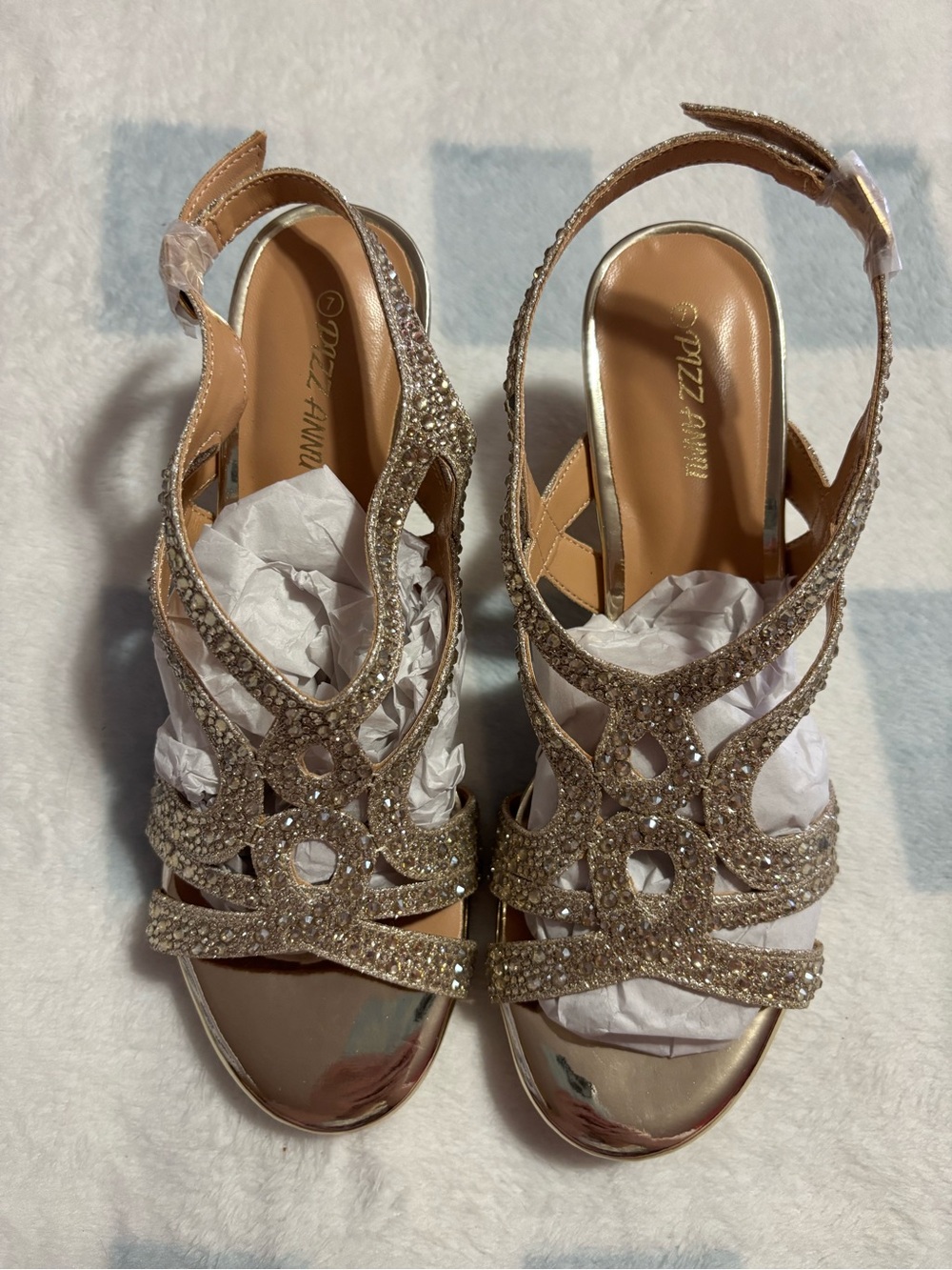 Brand New Pizz Annu Gold Glitter Heels